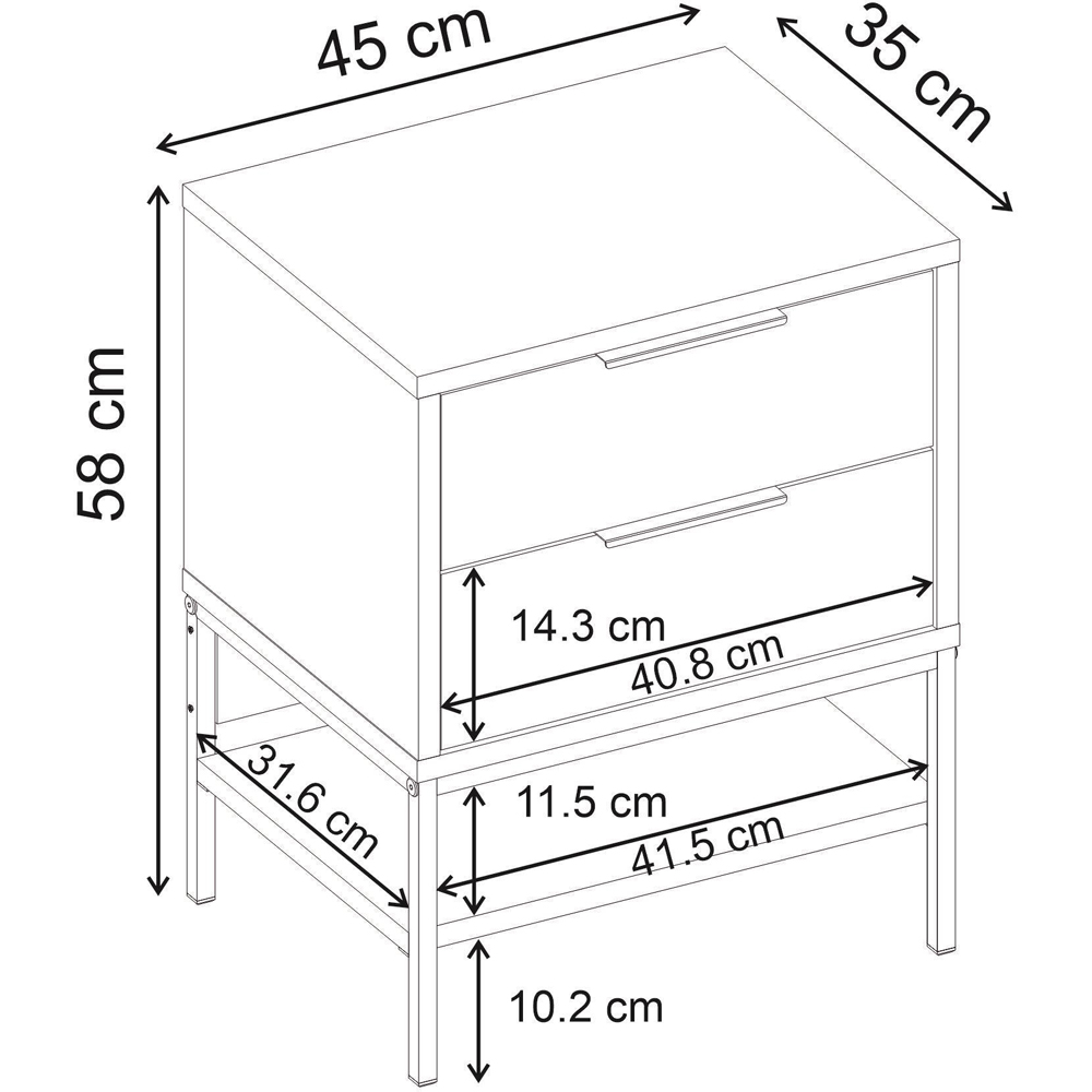 Decortie Mars 2 Drawer Single Shelf Deep Oud Bedside Table Image 7
