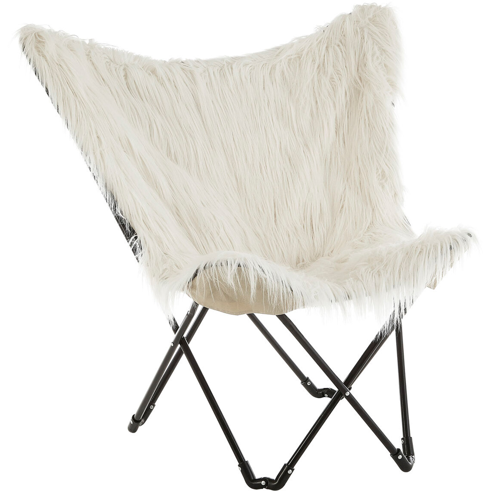 Premier Housewares Sienna White Faux Fur Butterfly Chair Image 2