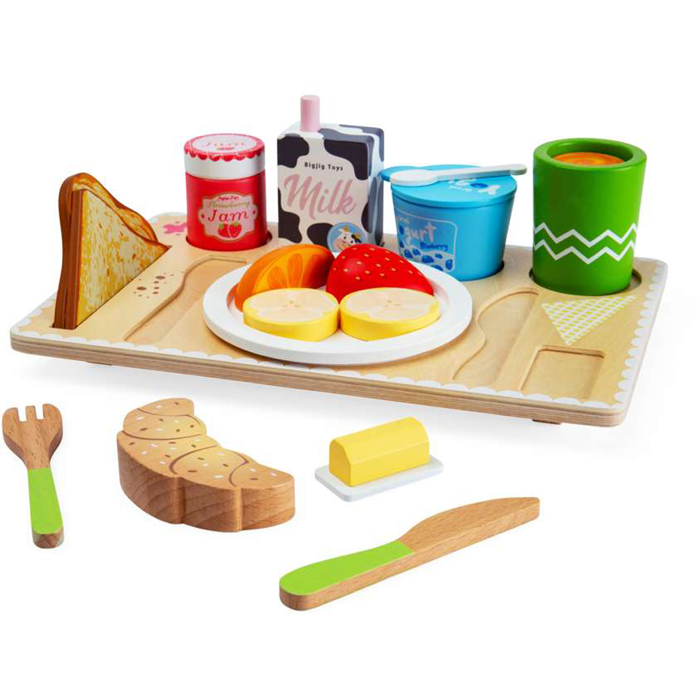 Bigjigs Toys Kids Breakfast in Bed Tray Playset 28 Piece Image 5
