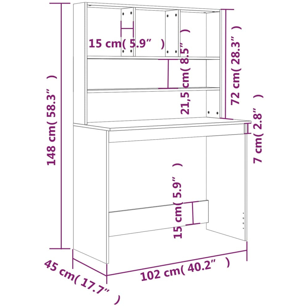 vidaXL 4 Shelf Computer Desk Grey Sonoma Image 8
