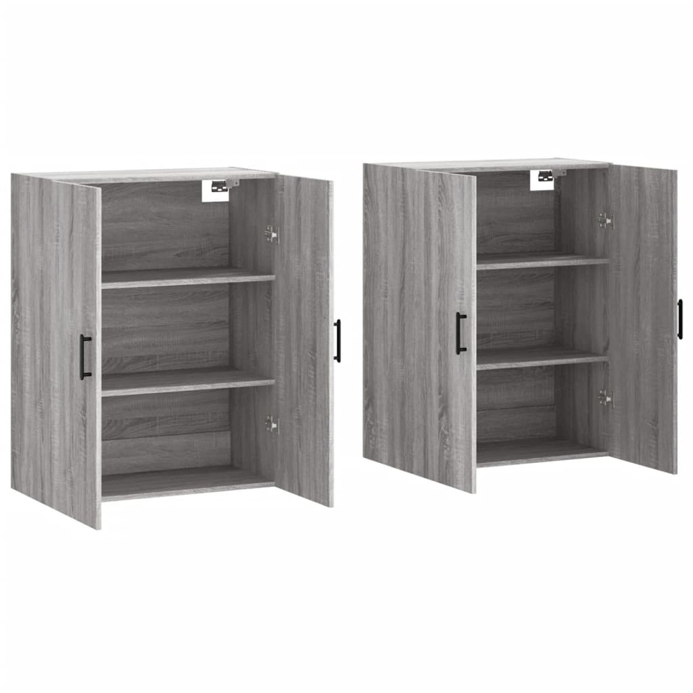 vidaXL 2 Door Grey Sonoma Wall Mounted Storage Cabinets 2 Pack Image 4