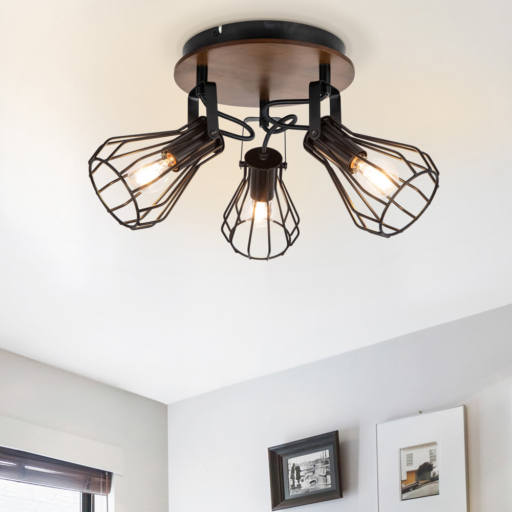 Cosylyte Kandan Matt Black 3 Light Wire Shade Spotlight Image 2