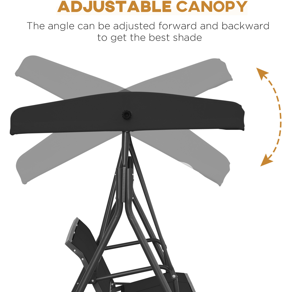 Outsunny 3 Seater Black Swing Chair with Canopy Image 6