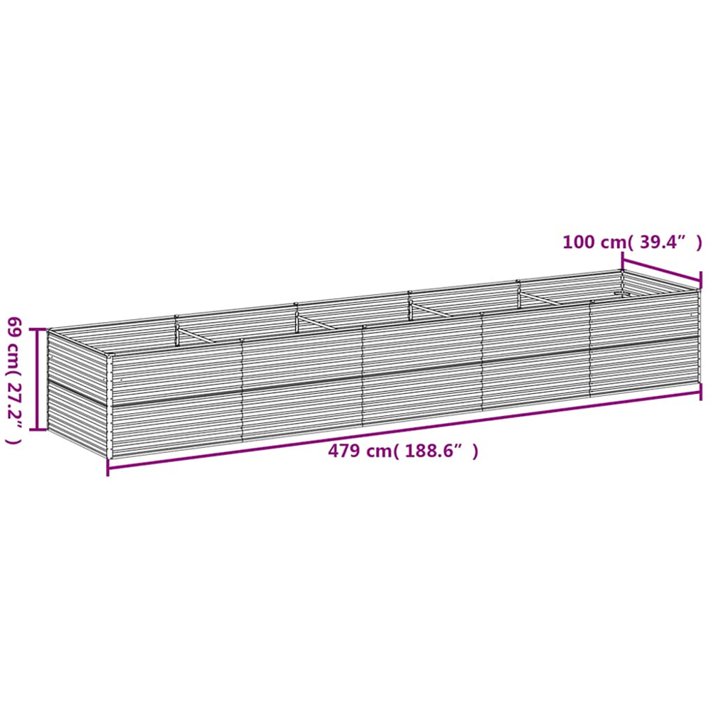 vidaXL Brown Corten Steel Raised Garden Planter 479 x 100 x 69cm Image 6