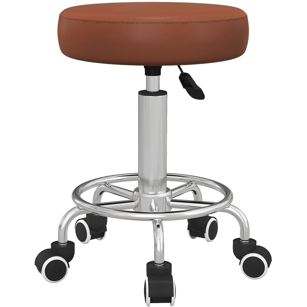 Portland Brown PU leather Round Adjustable Salon Stool Image 2