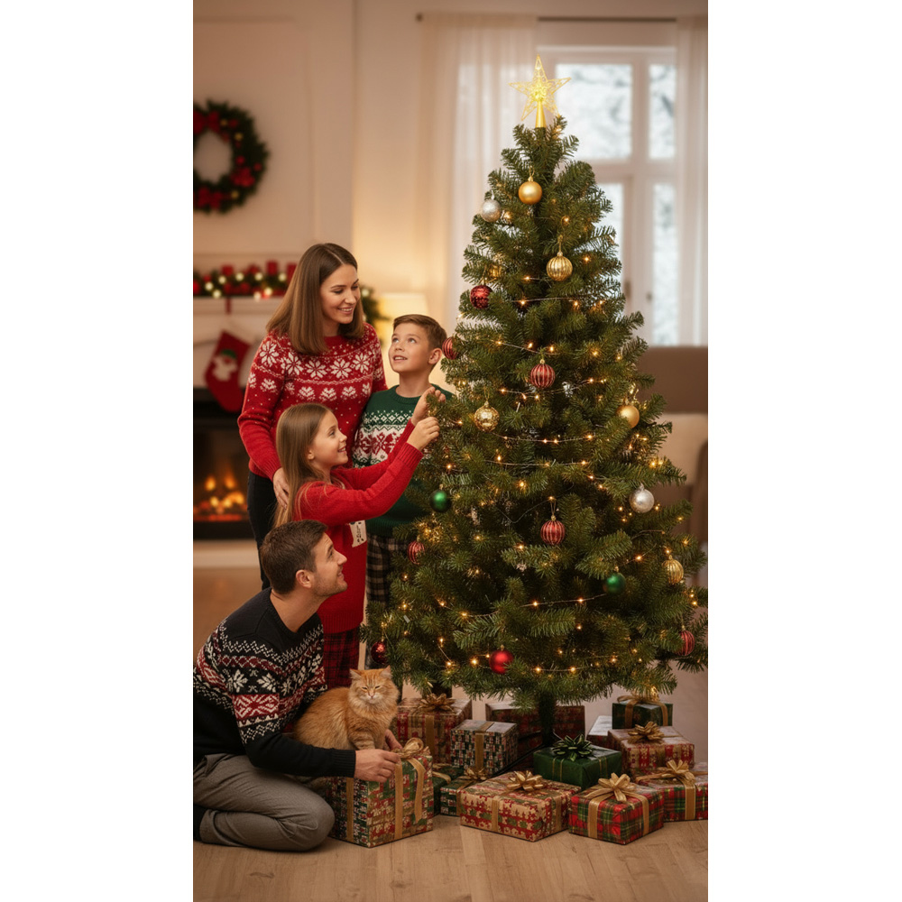Festive Christmas Green Fir Artificial Christmas Tree 6ft Image 8