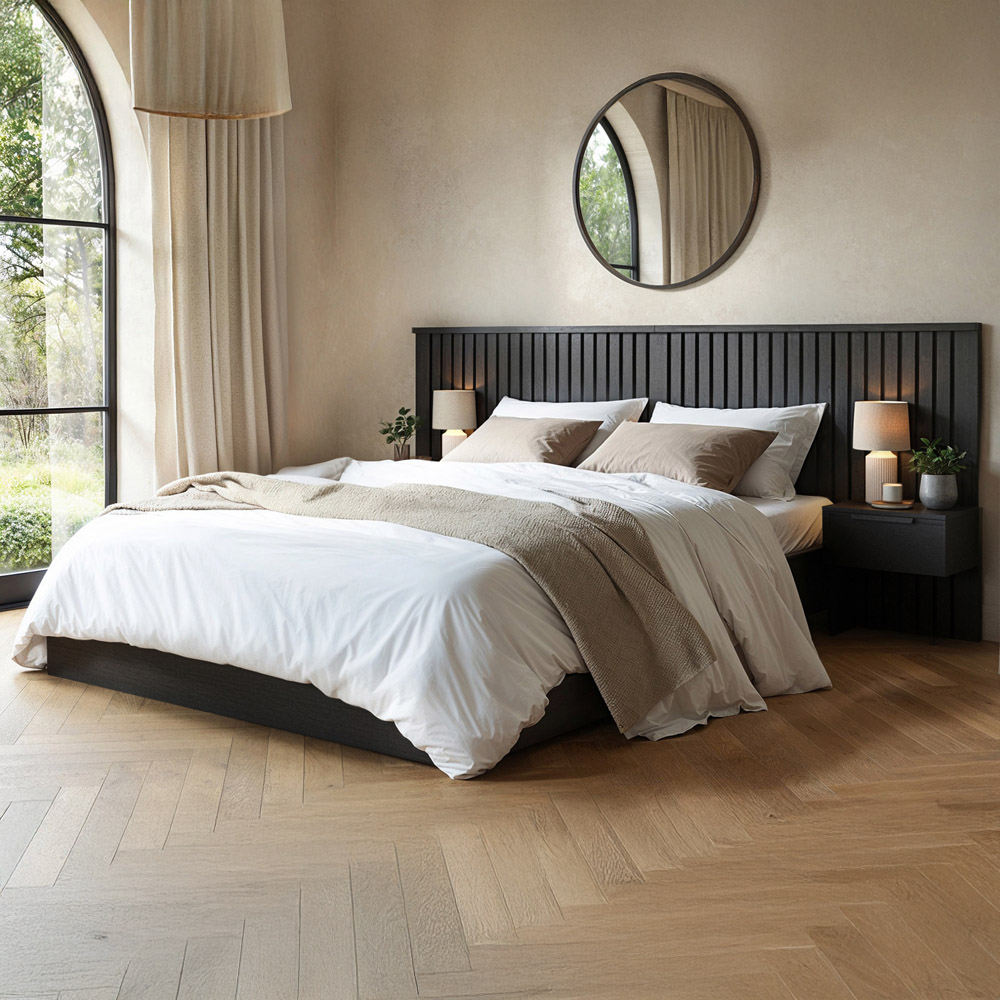 Solace+Co Taylor King Size Black Hotel Ottoman Bed with Side Table Image 1