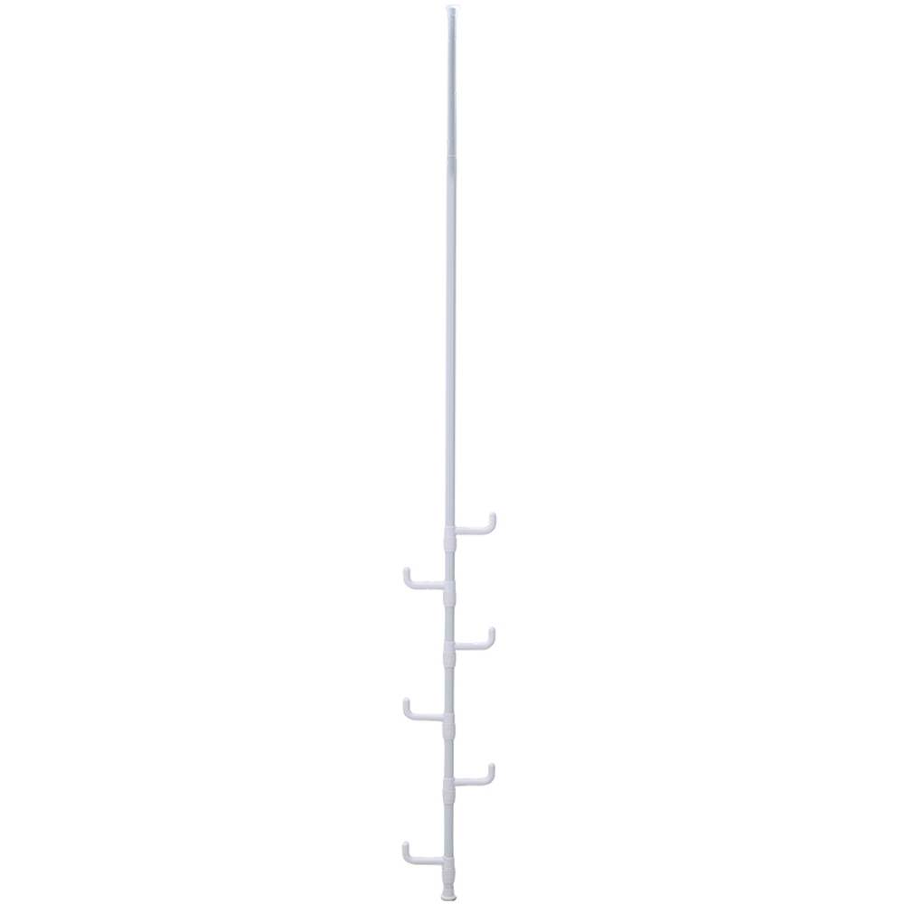 Living and Home White Adjustable Floor-to-Ceiling Coat Stand with 6 Hooks Image 1
