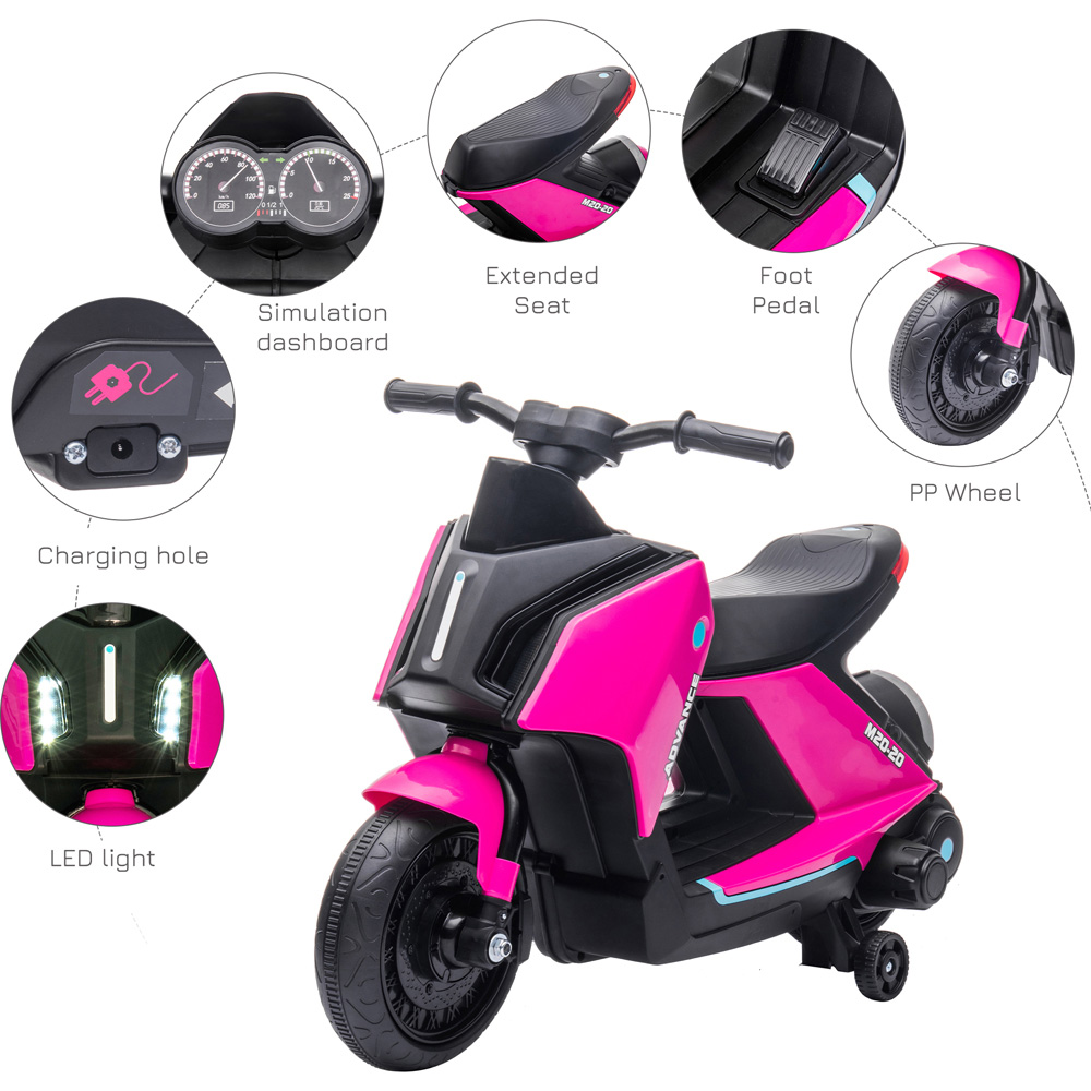 Portland Kids Ride On Electric Pedal Motorbike Pink Image 5