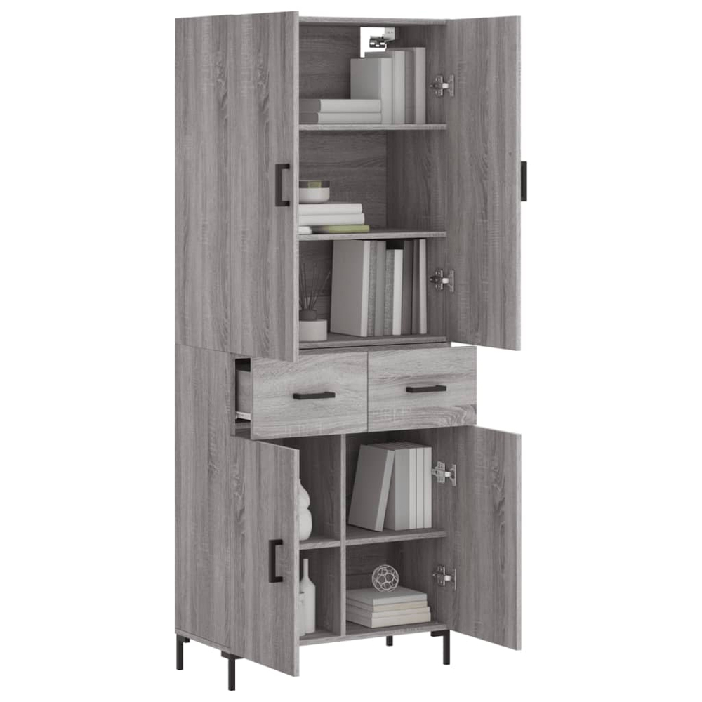 vidaXL 4 Door 2 Drawer Grey Sonoma Highboard Image 3