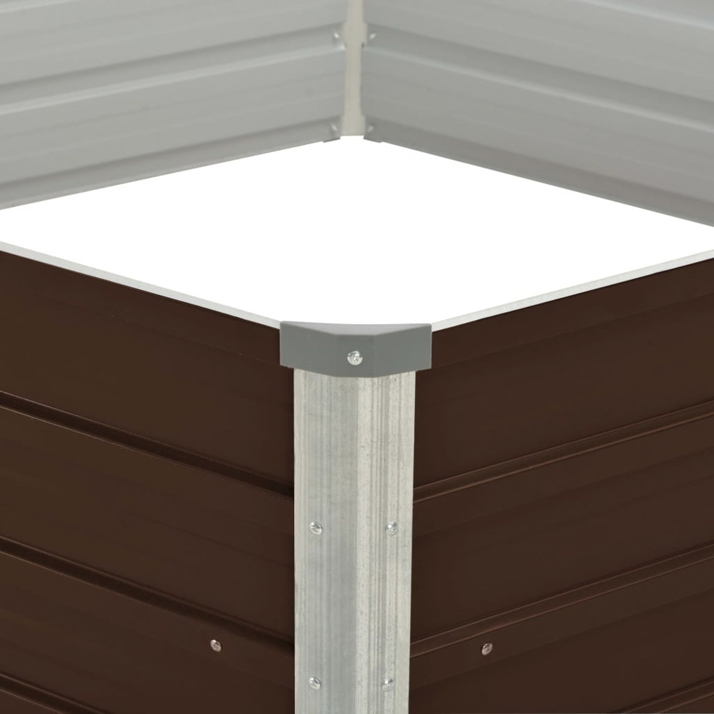 vidaXL Brown Galvanised Steel Raised Garden Bed 45 x 129 x 129cm Image 4