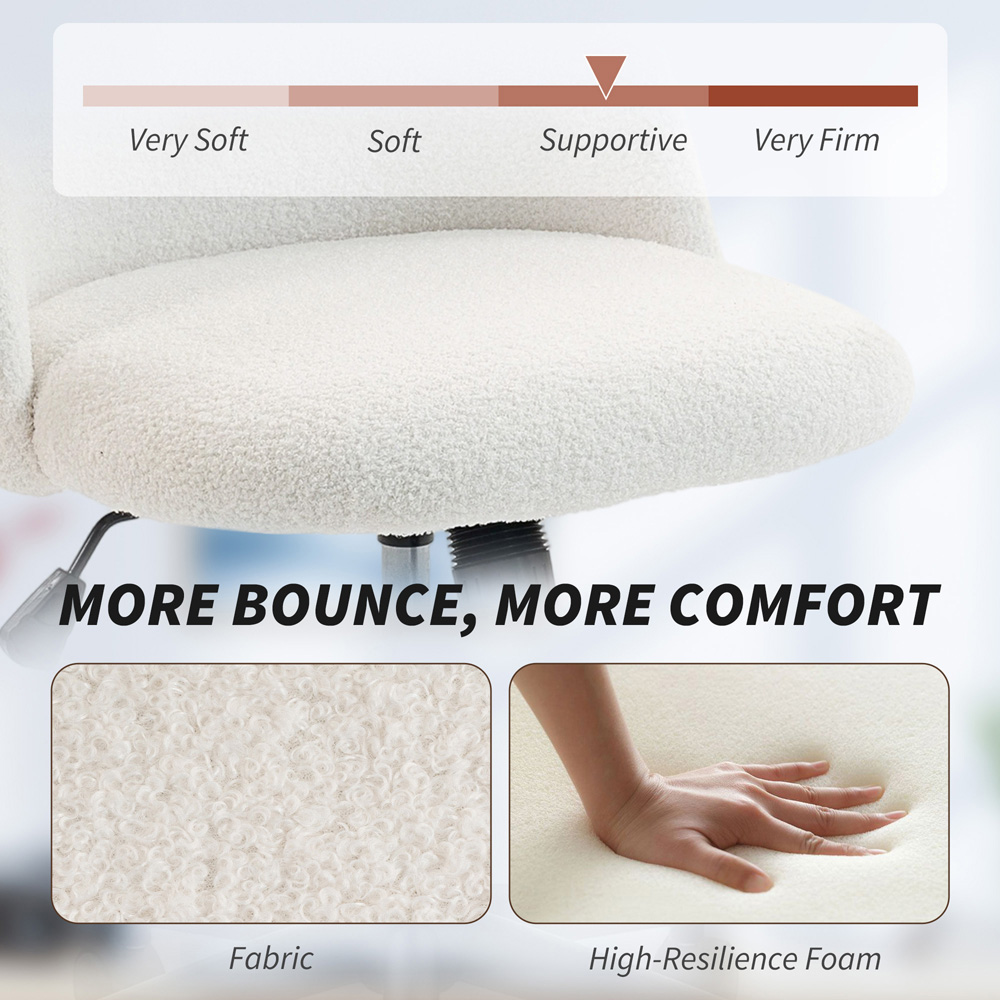 Portland Cream Teddy Fleece Height Adjustable Swivel Office Chair Image 7