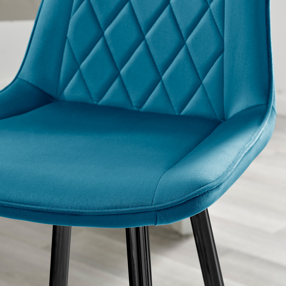 Furniturebox Set of 2 Blue and Black Velvet Bar Chairs Image 2