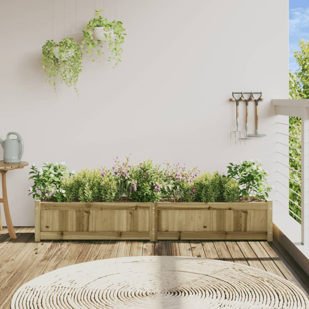 vidaXL Natural Impregnated Pine Wood Garden Planter 180 x 31 x 31cm Image 2