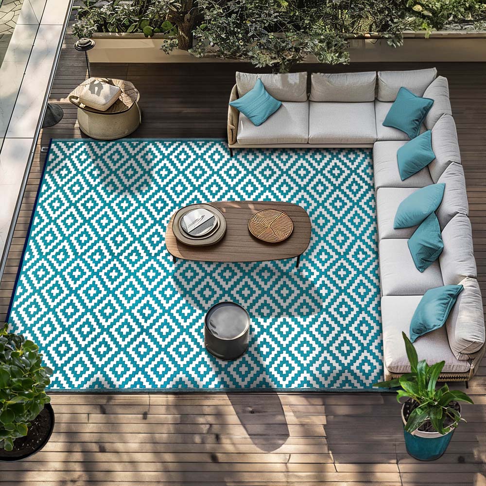 Green Decore Nirvana Teal Blue and White Outdoor Rug 240 x 300cm Image 7