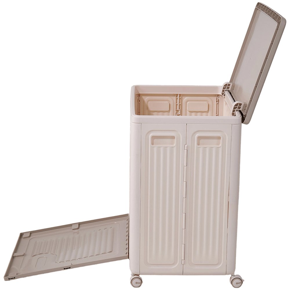 Living and Home 120L Cream Foldable Storage Box with Wheels and Lid Image 3