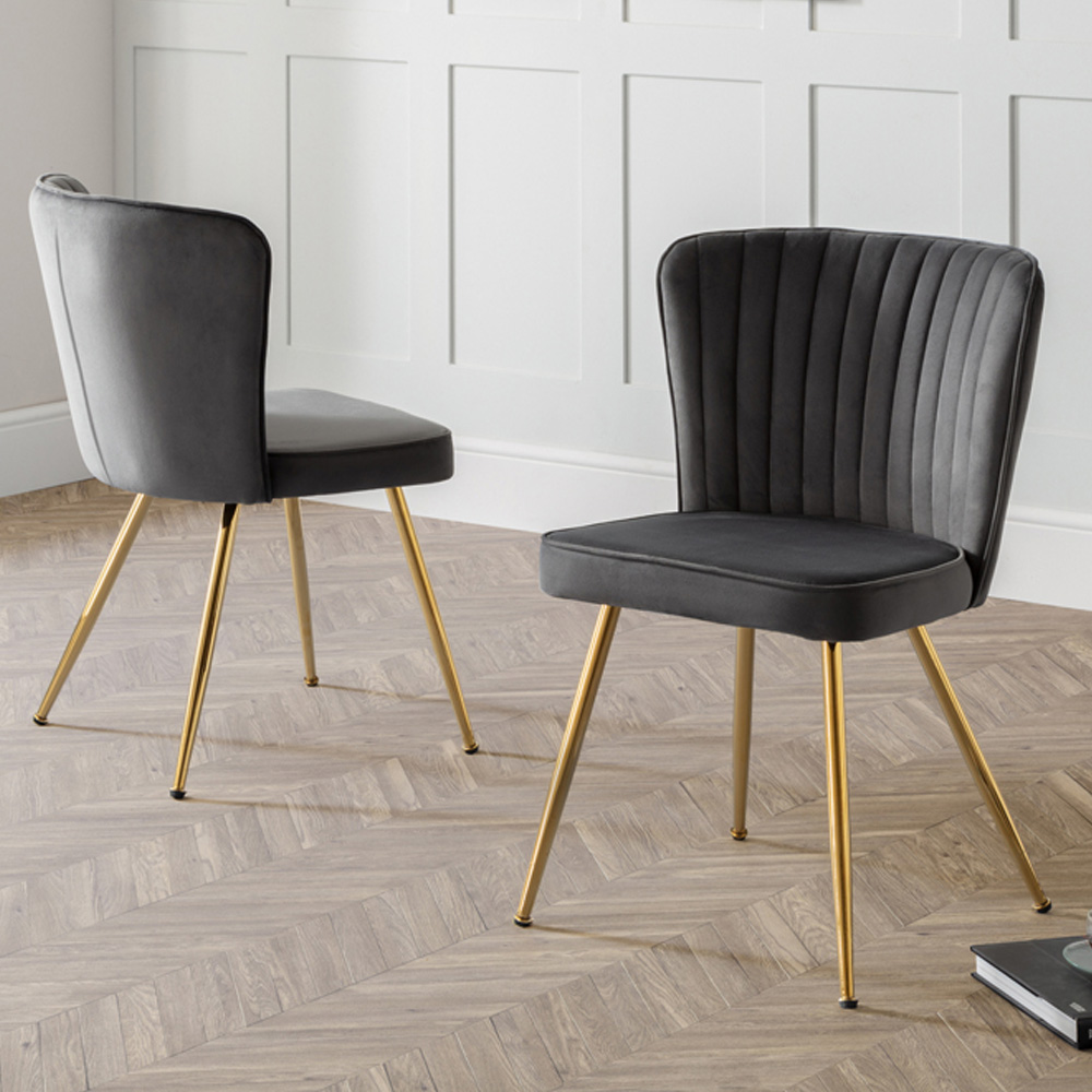 Julian Bowen Cannes Set of 2 Grey Dining Chairs Image 1