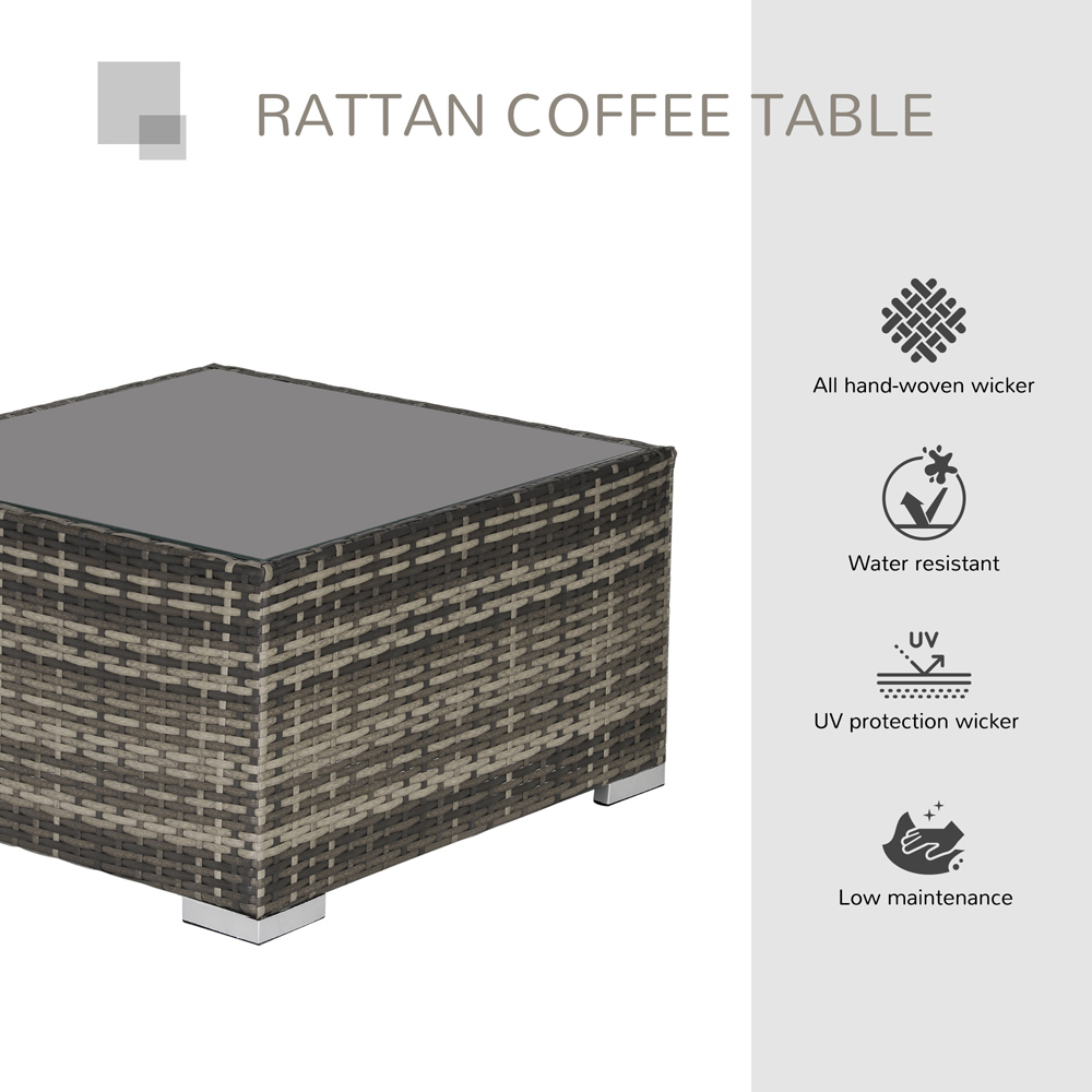 Outsunny Grey Rattan Coffee Table Image 4