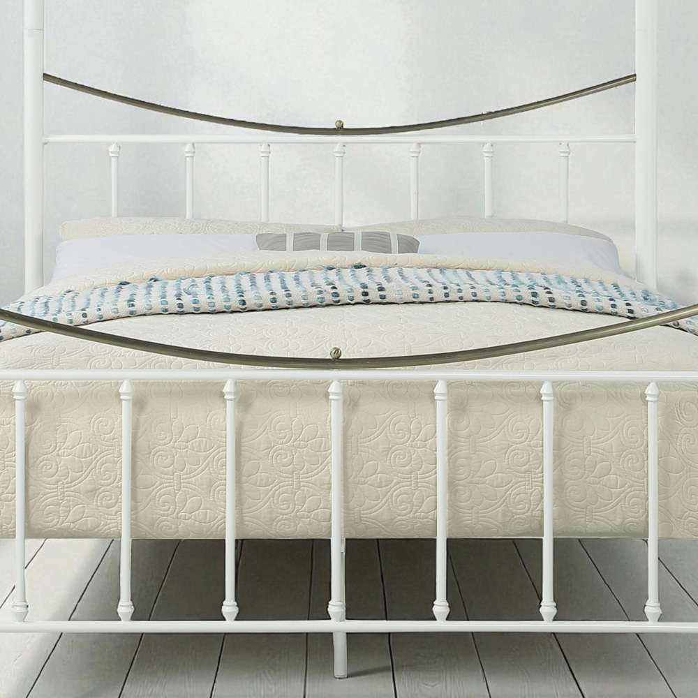 OAT Home Marylebone King Size White and Brass Metal 4 Poster Bed Frame Image 6
