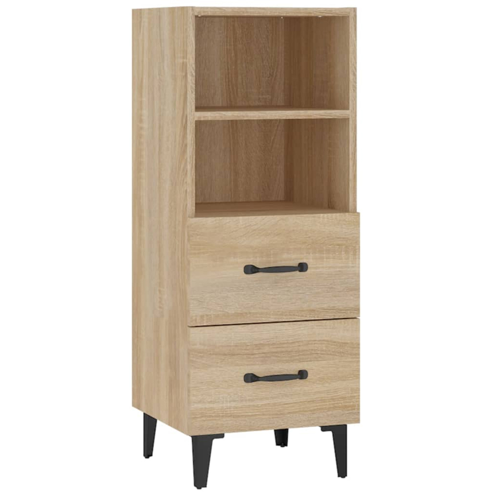 vidaXL 2 Drawer 2 Shelf Sonoma Oak Narrow Sideboard Image 2