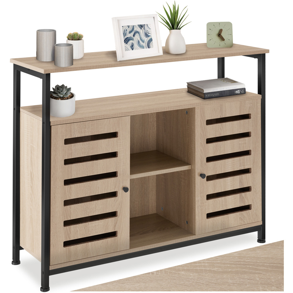 Tectake Warrington 2 Door 3 Shelf Light Sonoma Oak Sideboard Image 2