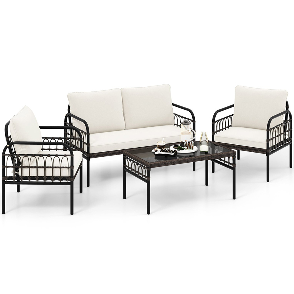 Costway 4 Seater White Patio Furniture Set Image 2