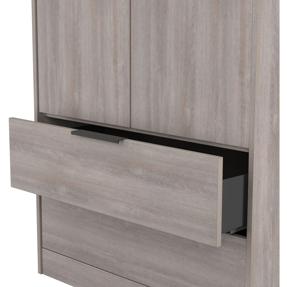 Crowndale Hong Kong 2 Door 2 Drawer Grey Oak Tall Wardrobe Ready Assembled Image 7