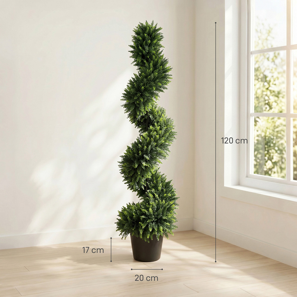 HOMCOM Artificial Spiral Cypress Trees in Pot with UV Protection 120cm 2 Pack Image 8
