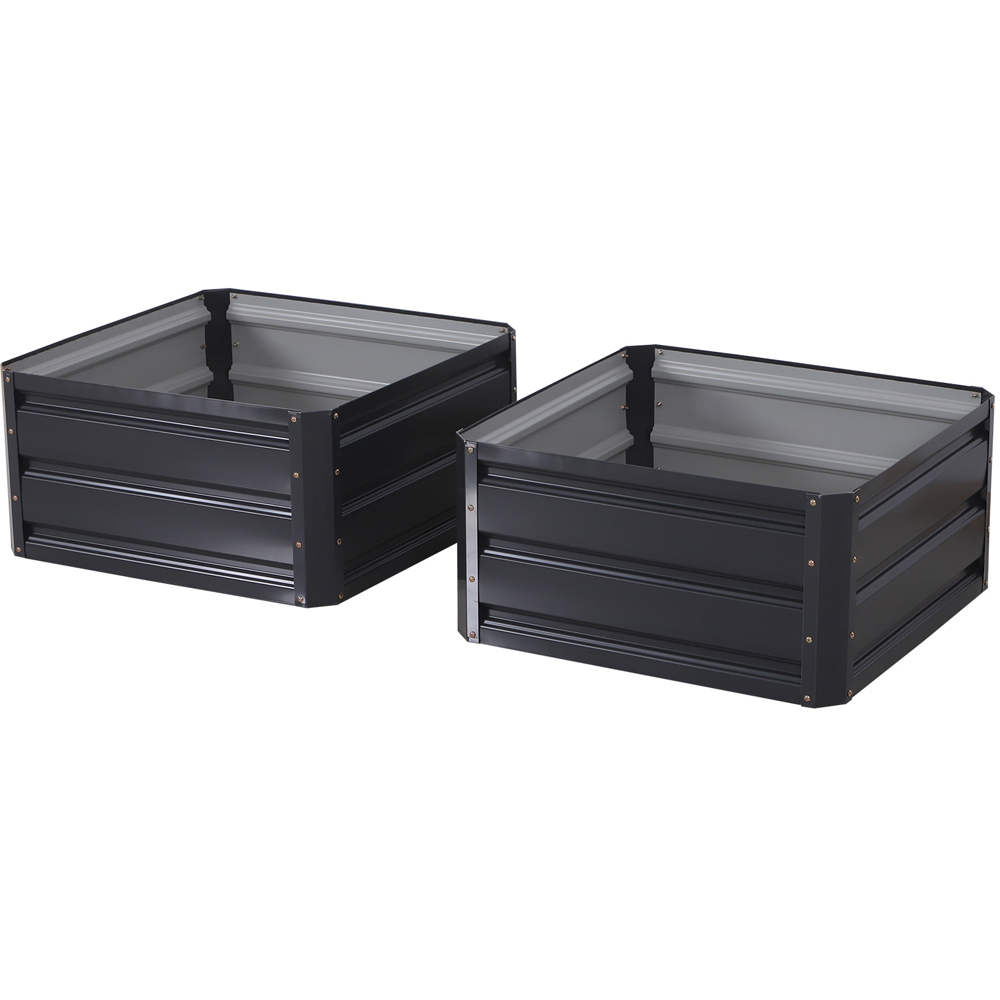 Outsunny Grey Galvanised Steel Raised Garden Bed Planter 2 Pack Image 1