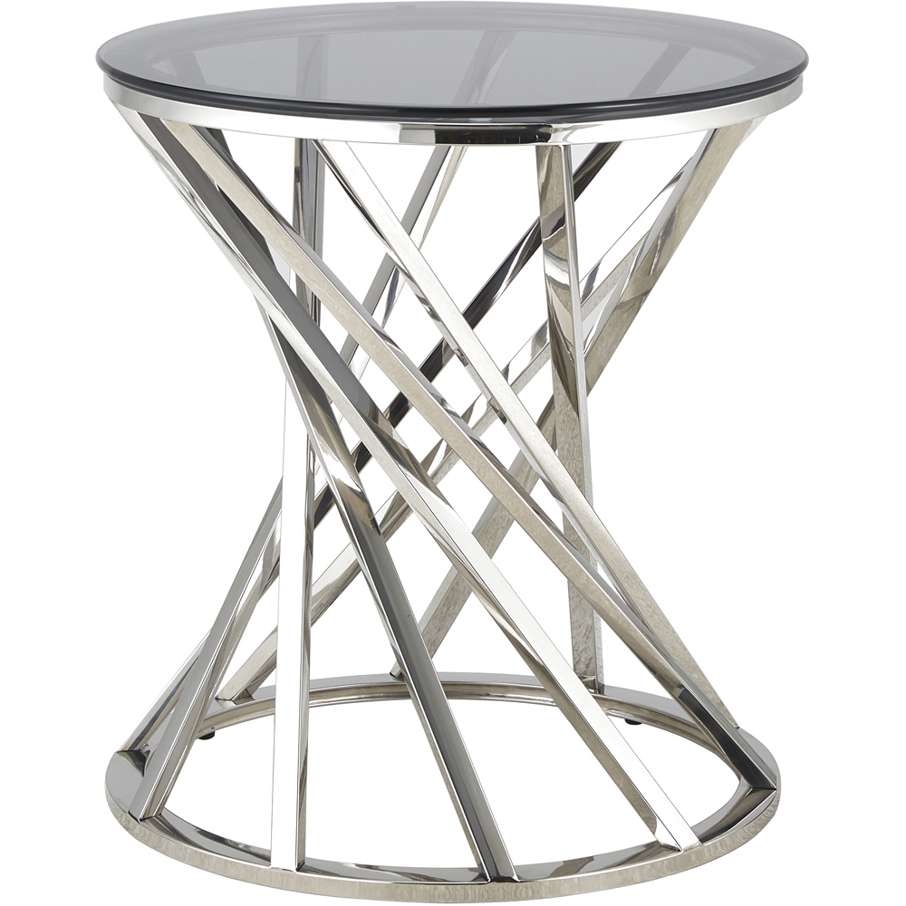 Comfy Living Silver Round Tinted Glass Side Table Image 2