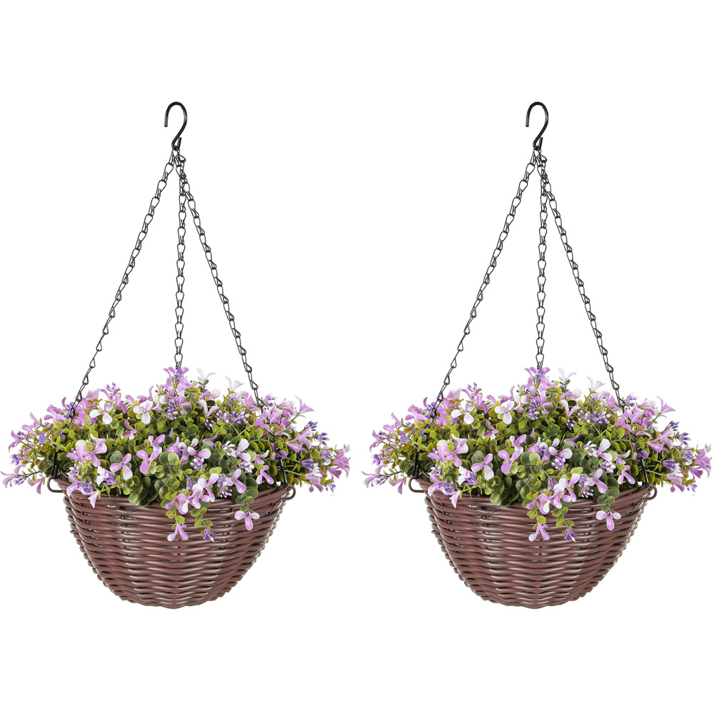 HOMCOM Artificial Flower Hanging Basket 2 Pack Image 1