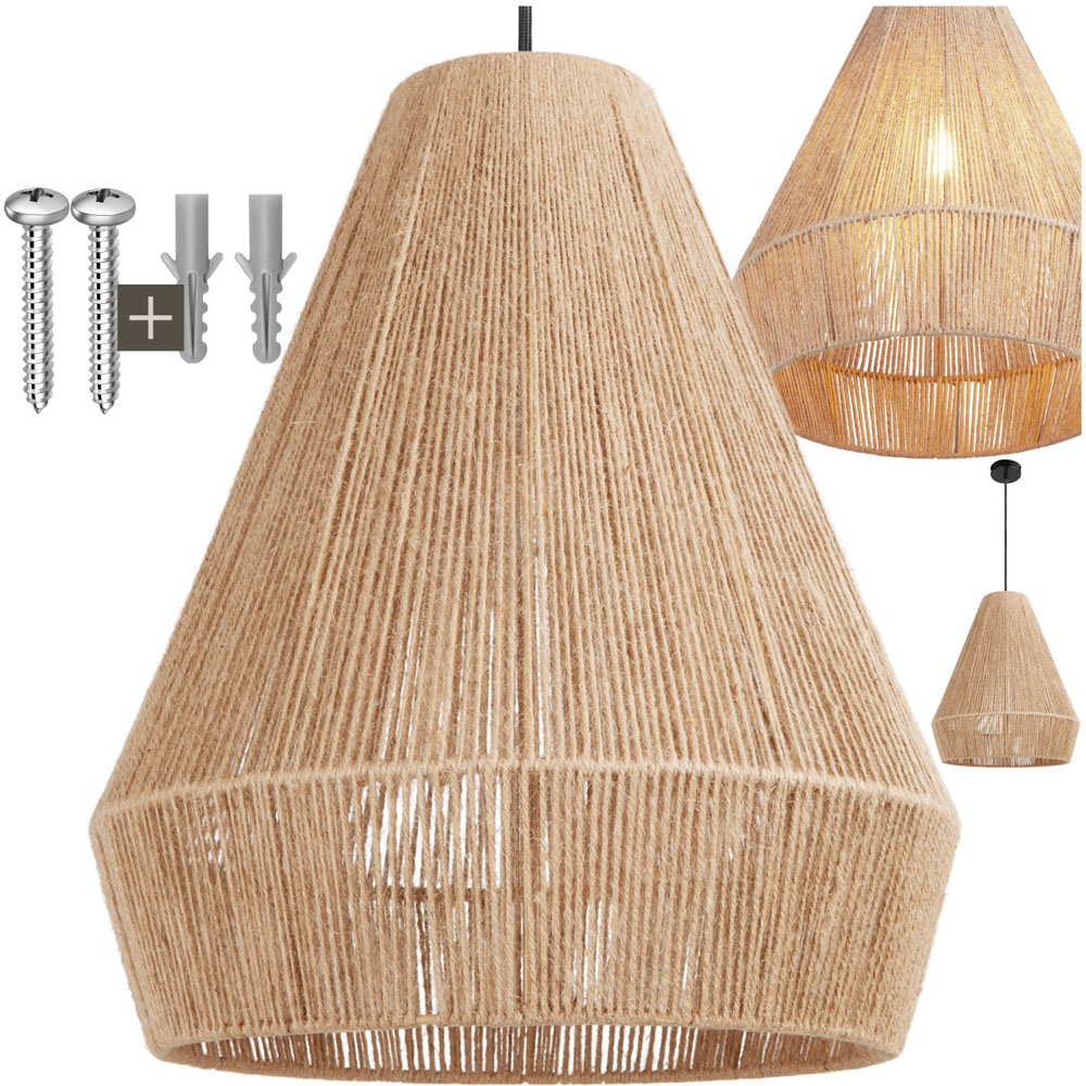 tectake Suri Boho Chic Jute Fibre Pendant Light Image 2