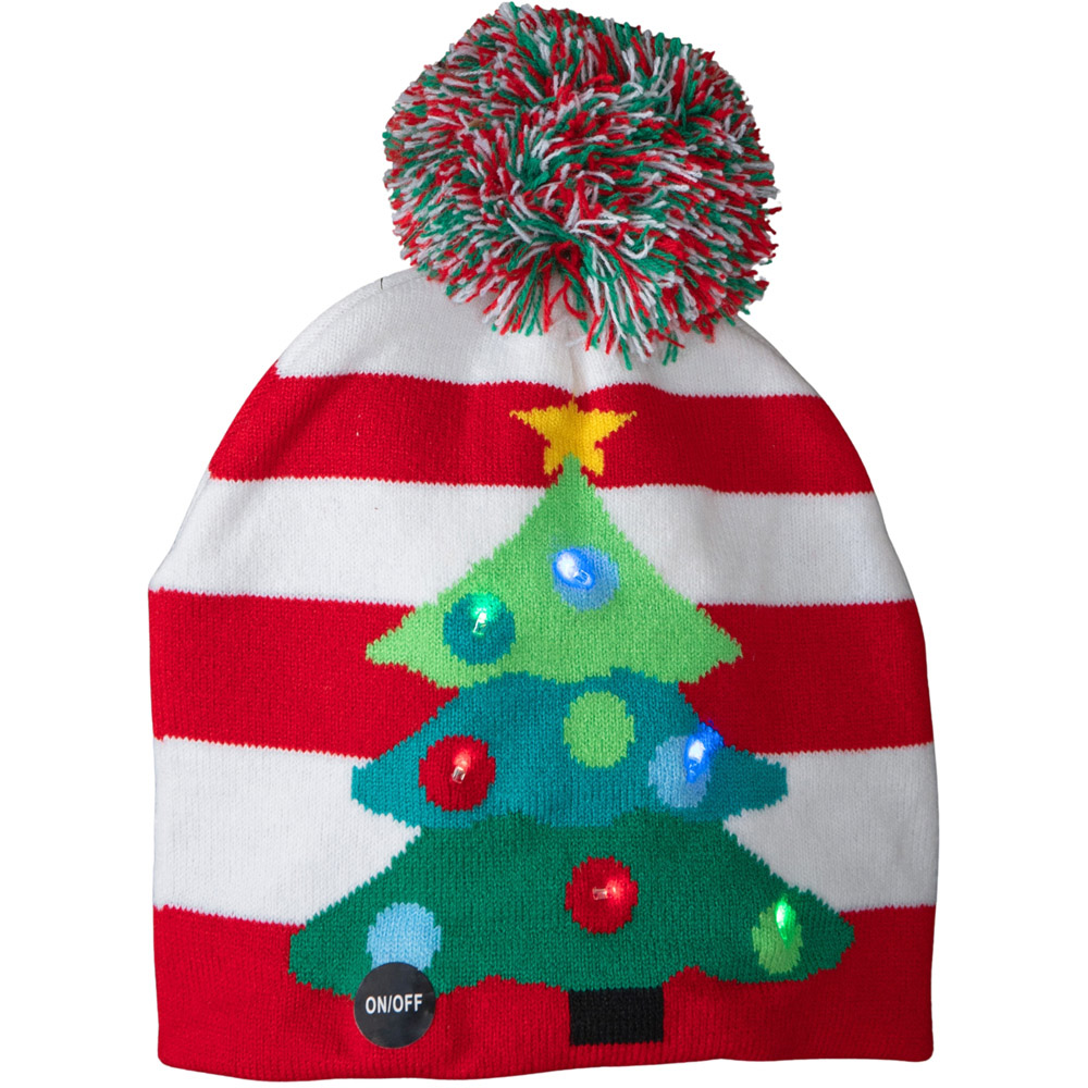 Samuel Alexander 6 Multicoloured LED Christmas Tree Flashing Party Festive Beanie Hat Image 1