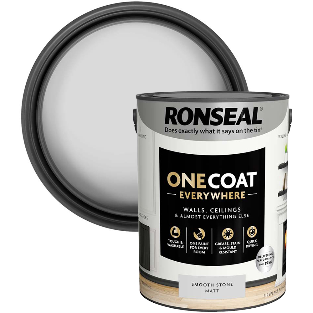 Ronseal One Coat Everywhere Smooth Stone Matt Interior Paint 5L Image 1