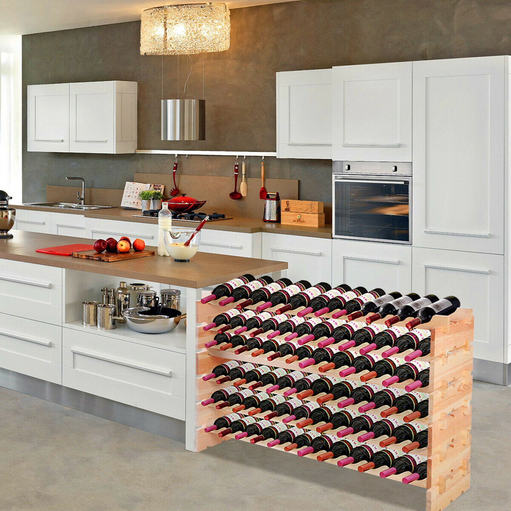 Costway 72 Bottle Wooden Stackable Wine Rack Image 4