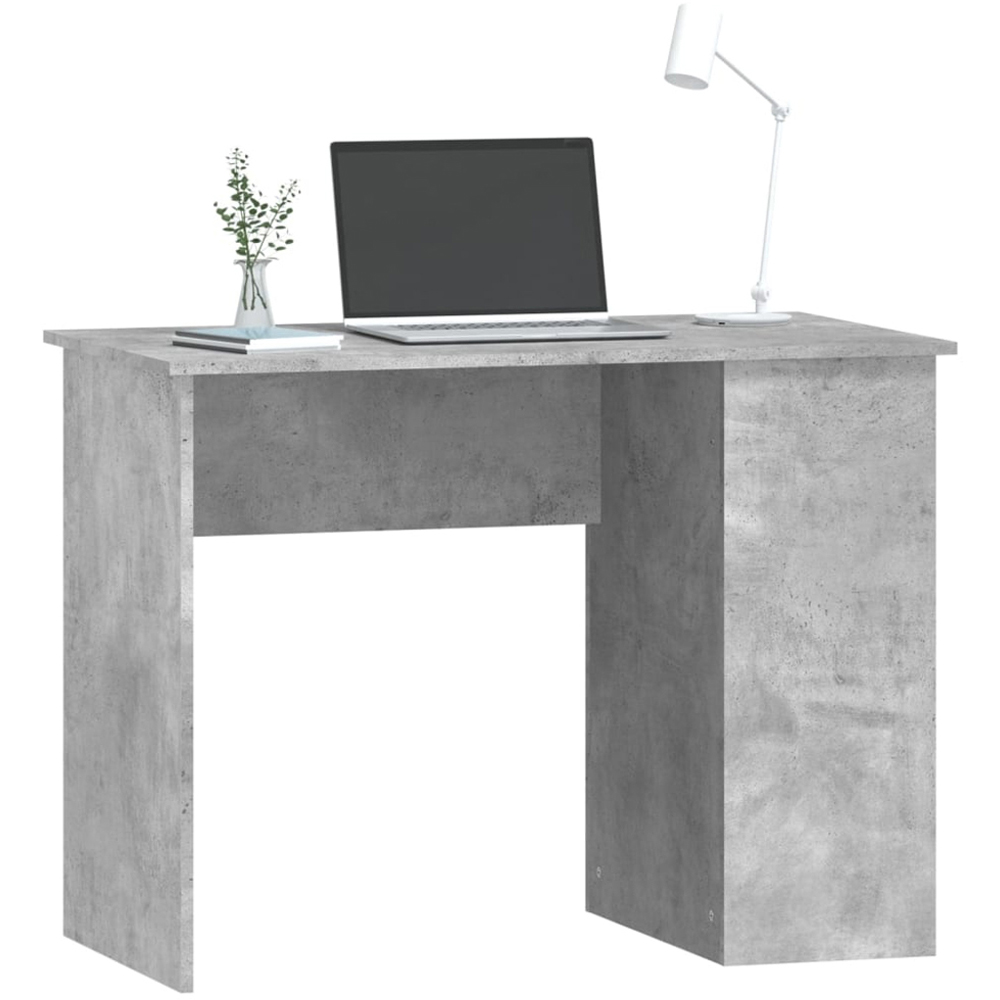 vidaXL 2 Shelf Study Desk Concrete Grey Image 3