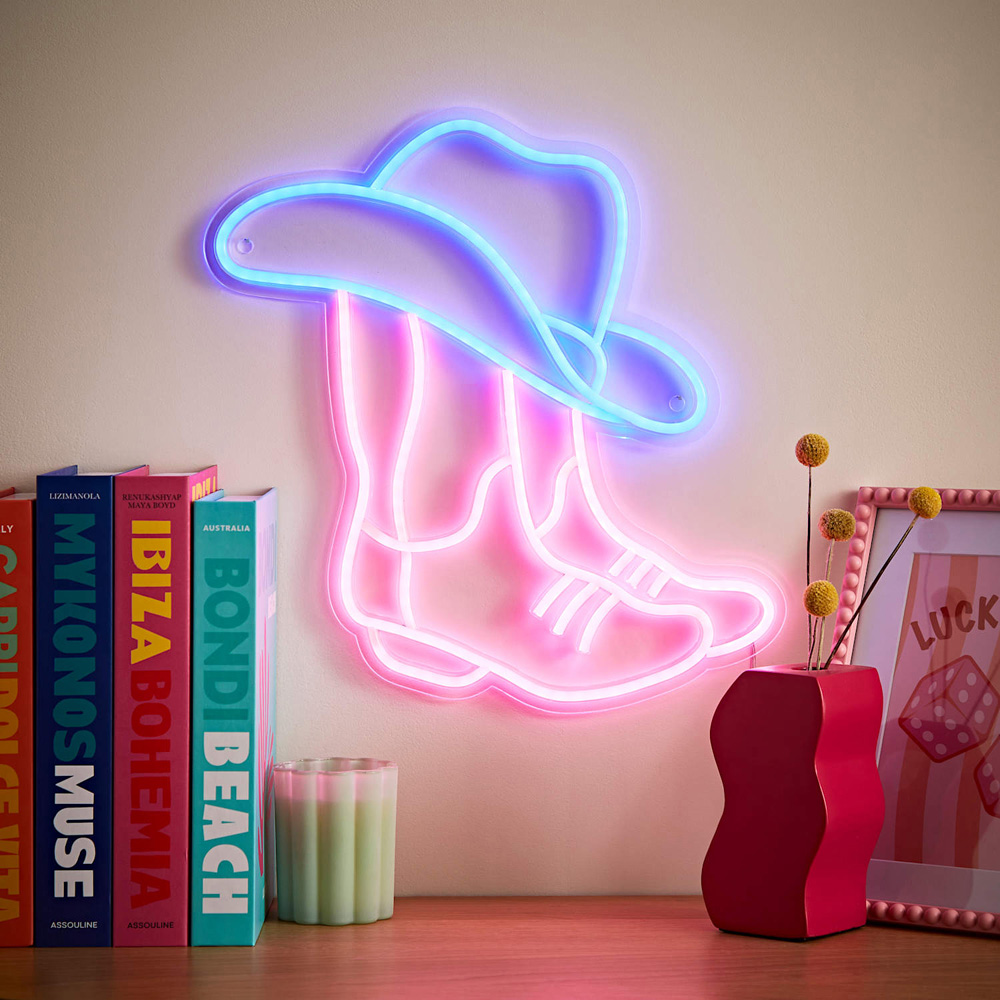 ValueLights Electric Blue and Purple Cowboy Neon Wall Light Image 6