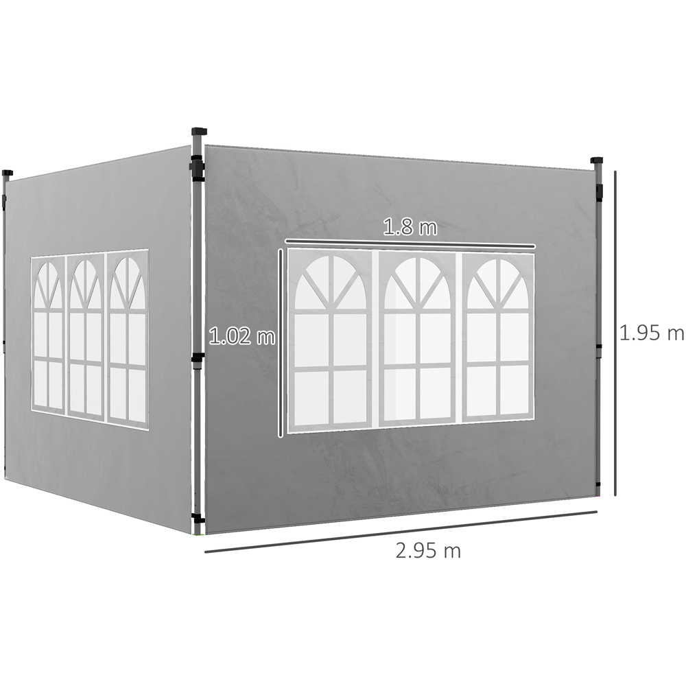 Outsunny Grey Replacement Gazebo Side Panel with Window 2 Pack Image 7