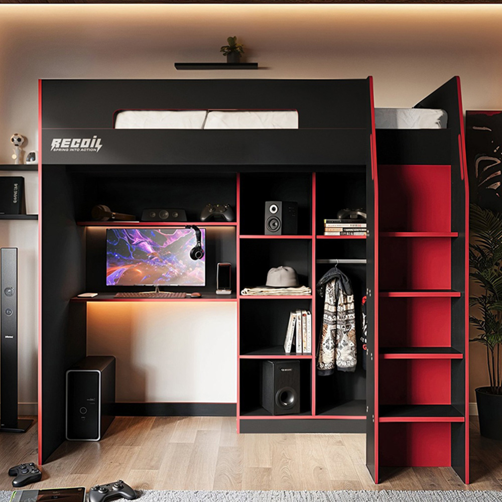 Flair Summit Single Black and Red Gaming High Sleeper Image 5
