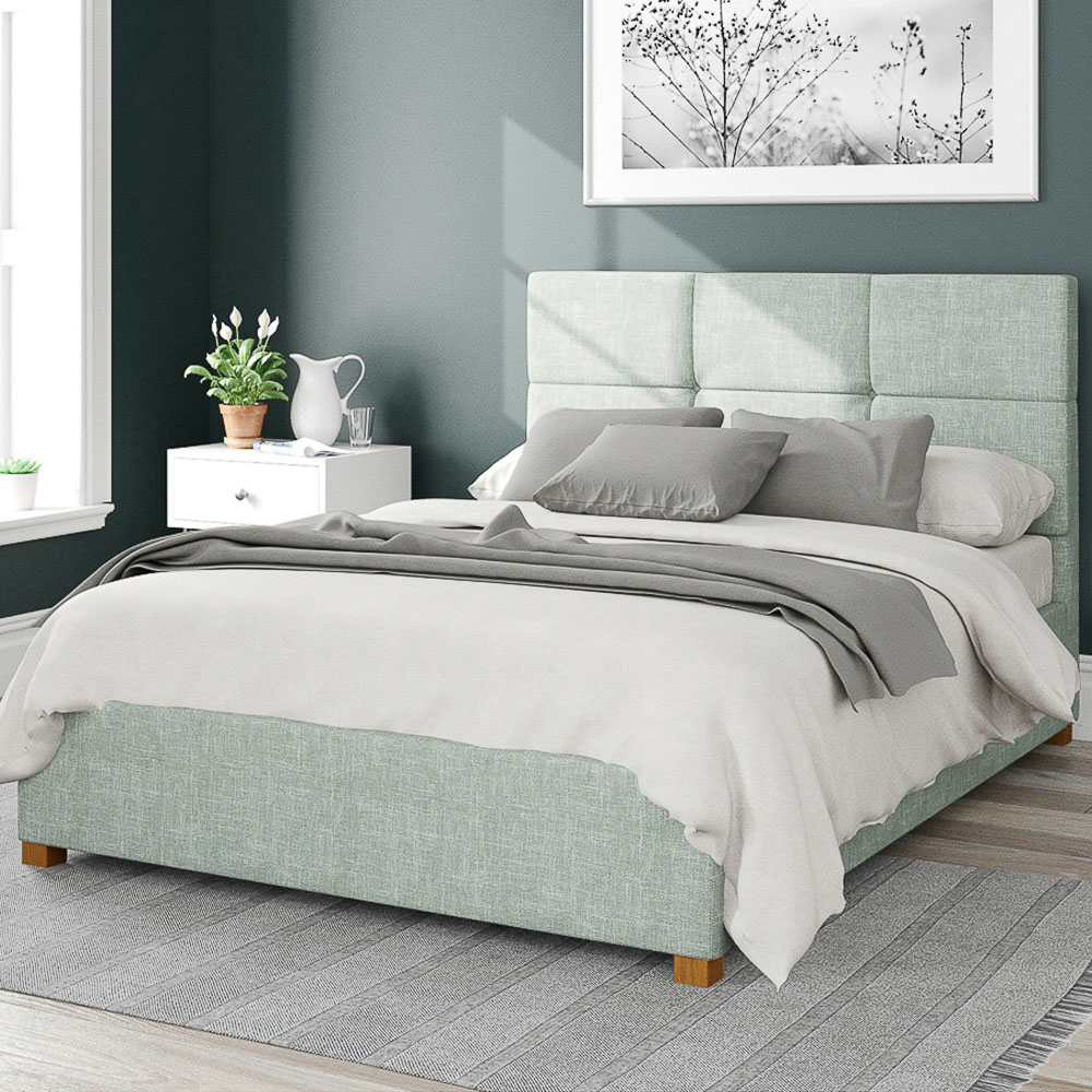 Aspire Caine Single Eau De Nil Pure Pastel Cotton Ottoman Bed Image 1