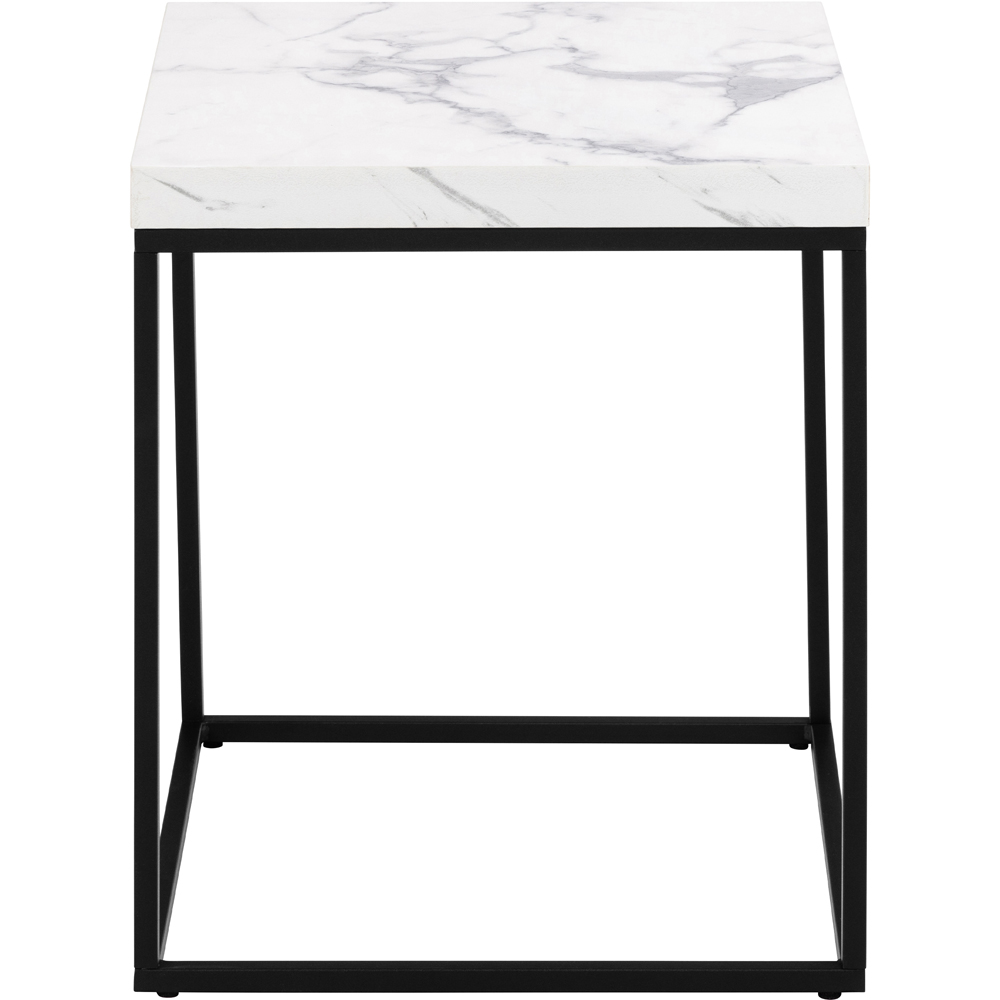 Florence Barossa White Marble Carrara Top Square Side Table Image 3