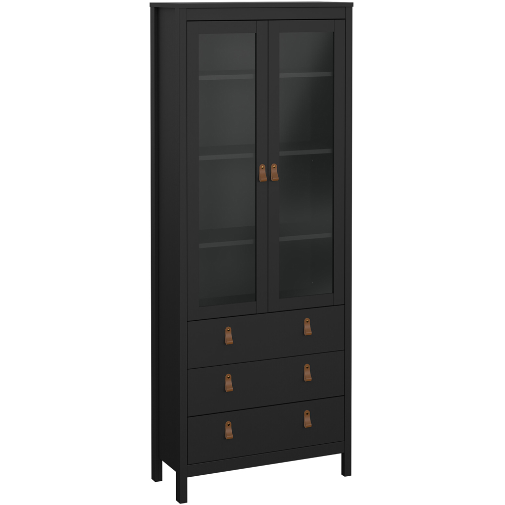 Florence Barcelona 2 Door 3 Drawer Matt Black Display Cabinet Image 2