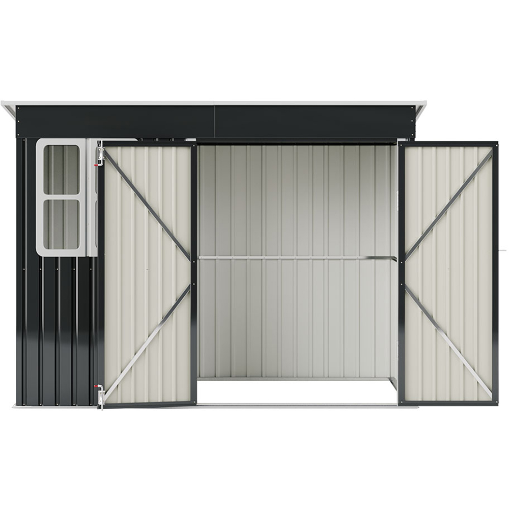Living and Home 9 x 6ft Anthracite Metal Pent Garden Storage Shed Image 2