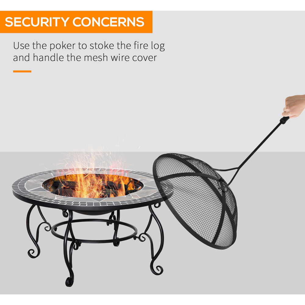 Outsunny 2 in 1 Fire Pit with Spark Screen Cover Image 5