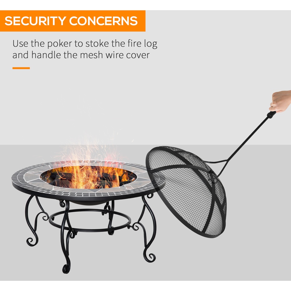 Outsunny 2 in 1 Fire Pit with Spark Screen Cover Wilko