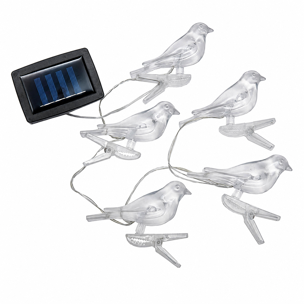 Avilo Hand-Painted Clip-On Bird Decoration with Solar Light 5 Pack Image 1