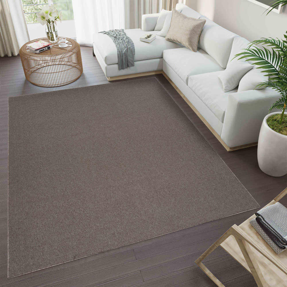 Desire Rugs Simple Dark Beige Low Pile Felt Backing Tufted Rug 170 x 120cm Image 5