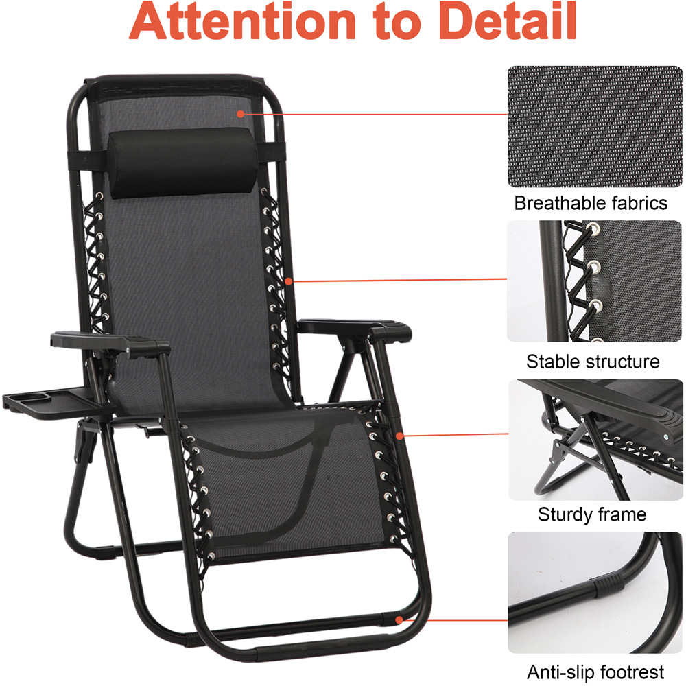 Willowmare Black Zero Gravity Lounge Chair 2 Pack Image 6