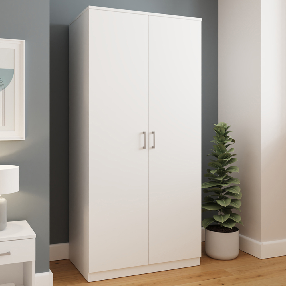 GFW Bailey 2 Door White Wardrobe Image 1