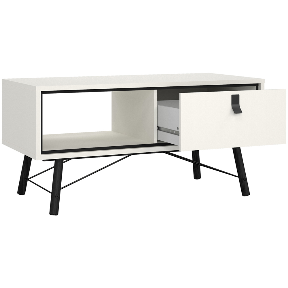 Florence Ry Single Drawer Matt White Coffee Table Image 4